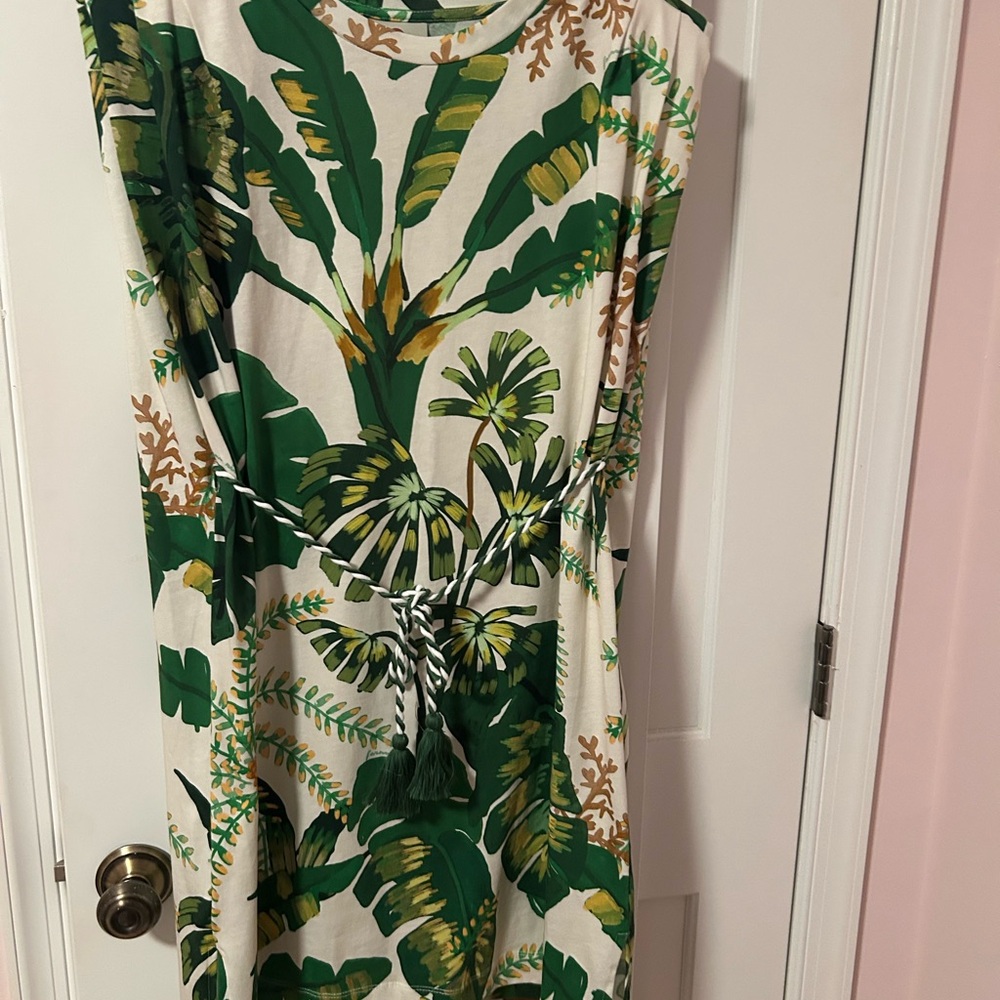 FARM Rio Green and White Tropical Mini Dress